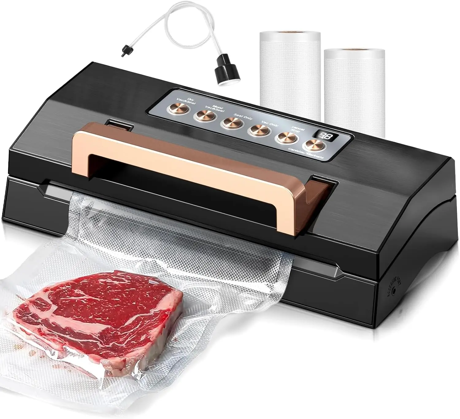 Precision Vacuum Sealer Machine for Food, Full Automatic Food Vacuum Sealer with Double Heat Seal, Built-in Cutter&Bag
Precision Vacuum Sealer Machine for Food, Full Automatic Food Vacuum Sealer with Double Heat Seal, Built-in Cutter&Bag