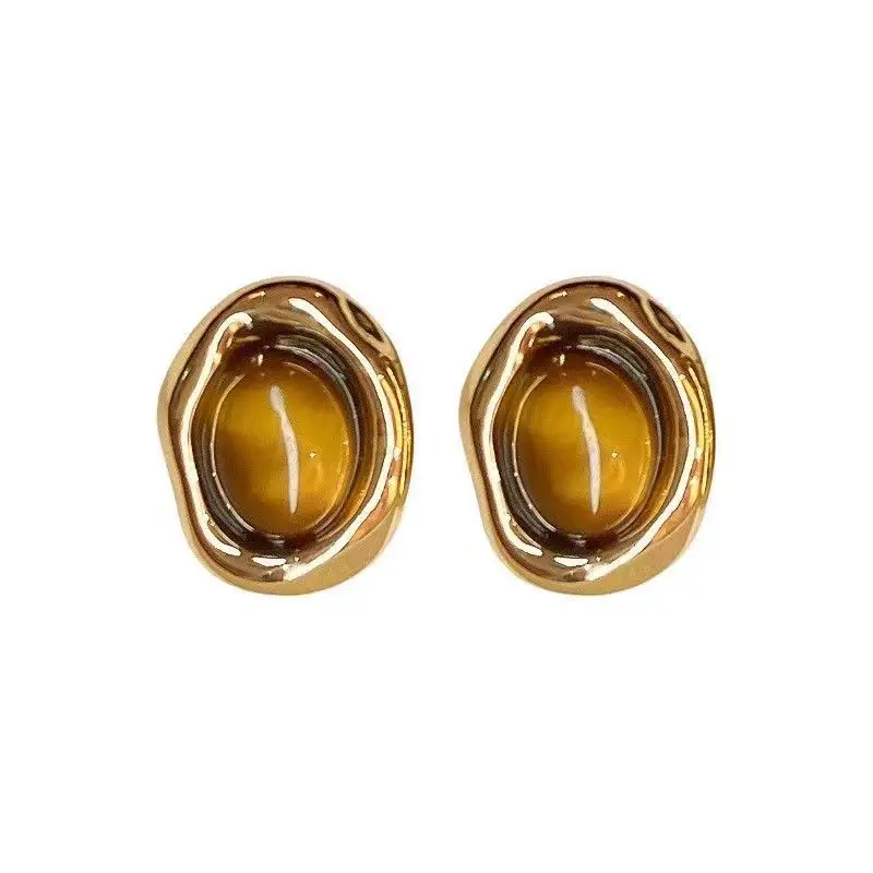 Classic Round Tiger's Eye Stone Earrings For Women Fashion Simple Retro Earrings Valentine's Day Anniversary Gifts
Classic Round Tiger's Eye Stone Earrings For Women Fashion Simple Retro Earrings Valentine's Day Anniversary Gifts