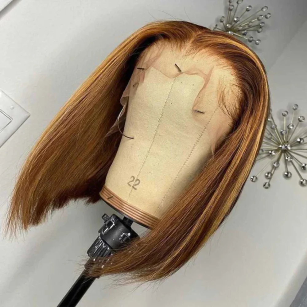 P4/27 Highlight Straight Short Bob Lace Frontal Wig Brazilian 13x4 Lace Front Human Hair Wigs Pre Plucked Honey Blonde Bob Wigs 
P4/27 Highlight Straight Short Bob Lace Frontal Wig Brazilian 13x4 Lace Front Human Hair Wigs Pre Plucked Honey Blonde Bob Wigs
