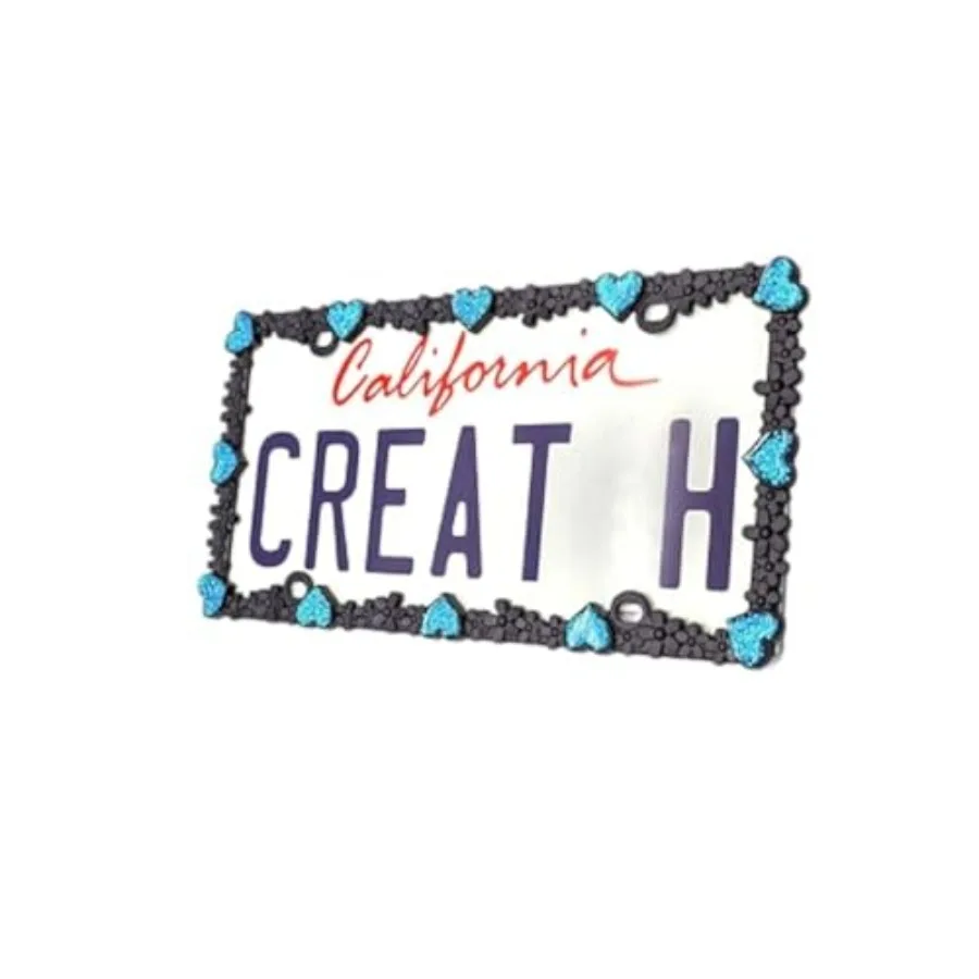 3D Shining Daisy Heart License Plate Frame from Pure Zinc Alloy Metal Perfect Plate Holder, Matt Black with Blue Glitter, Lumin
3D Shining Daisy Heart License Plate Frame from Pure Zinc Alloy Metal Perfect Plate Holder, Matt Black with Blue Glitter, Lumin