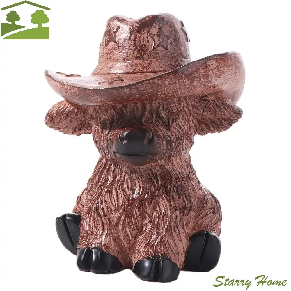 With Cowboy Hat Highland Cow Figurine Realistic Rustic Highland Bull Statue Resin Crafts Animal Sculpture Home Living Room
With Cowboy Hat Highland Cow Figurine Realistic Rustic Highland Bull Statue Resin Crafts Animal Sculpture Home Living Room