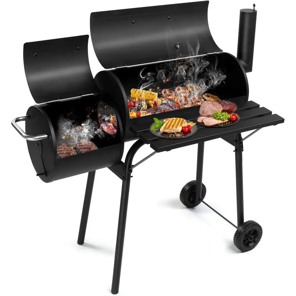 All-Metal Outdoor Barbecue Smoker Combo with Enamel Grates, Built-in Thermometer, and Front Prep Table for Backyard Patio Garden
All-Metal Outdoor Barbecue Smoker Combo with Enamel Grates, Built-in Thermometer, and Front Prep Table for Backyard Patio Garden