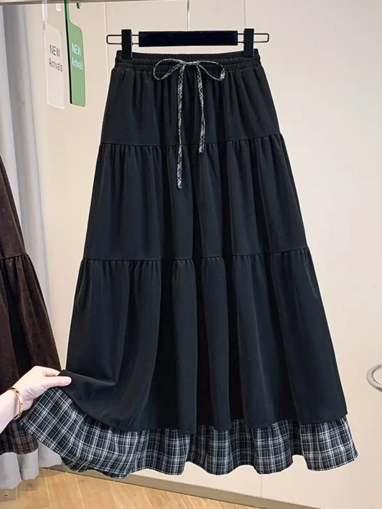 Черная клетчатая юбка А-силуэта с высокой талией, женская, осенне-зимняя, длинная, больших размеров, скрывающая живот, юбка-кейк, повседневная, элегантная
Черная клетчатая юбка А-силуэта с высокой талией, женская, осенне-зимняя, длинная, больших размеров, скрывающая живот, юбка-кейк, повседневная, элегантная