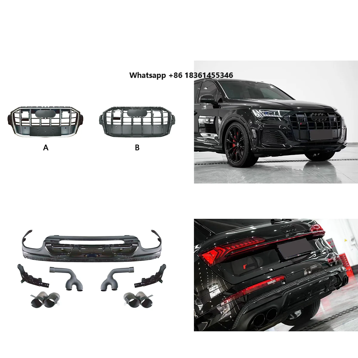 for Q7 2020-2023 Upgrade to New Style SQ7 BR Grille Rear Car Bumper Exhaust Pipe
for Q7 2020-2023 Upgrade to New Style SQ7 BR Grille Rear Car Bumper Exhaust Pipe