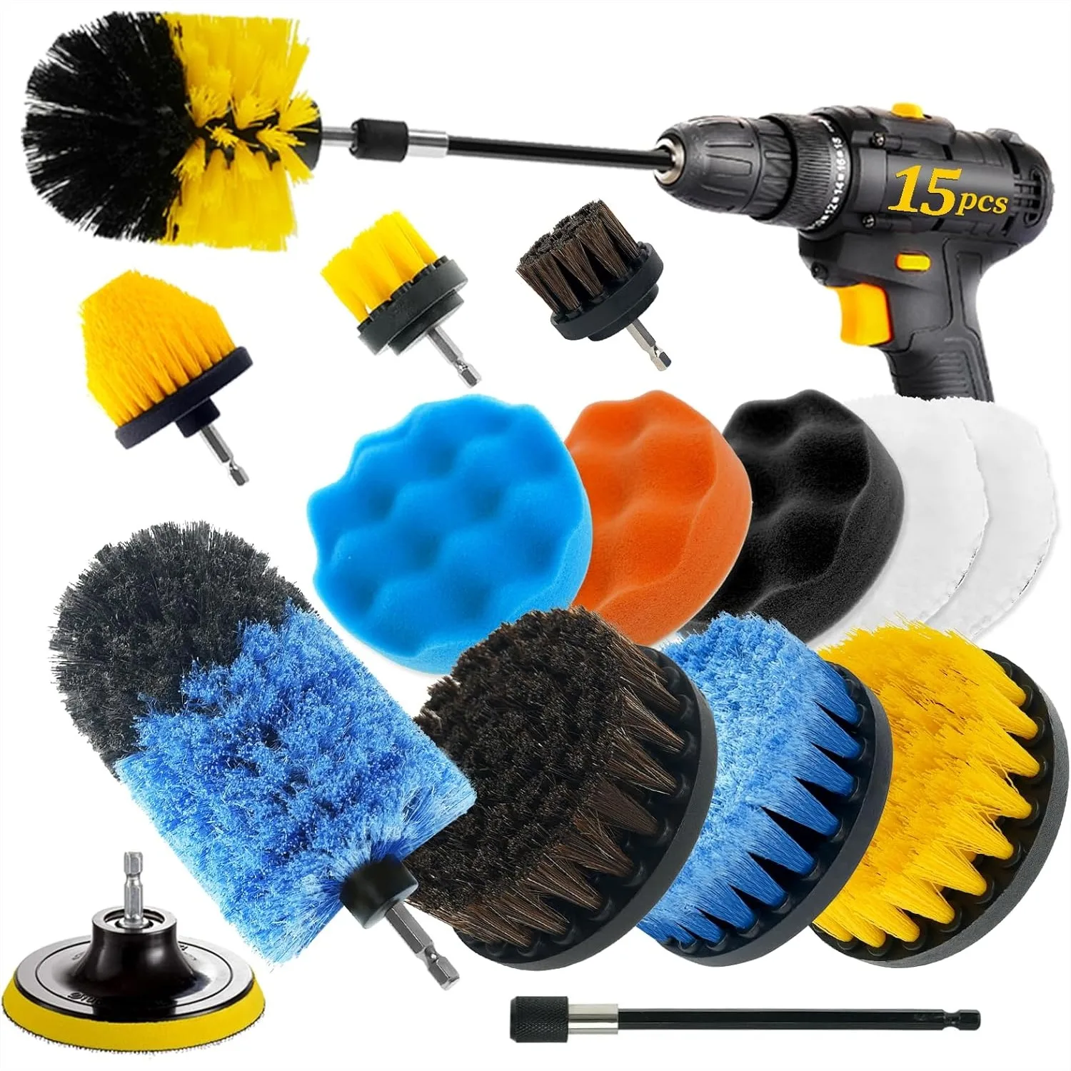 15 Pcs Drill Brush Attachments Set Fluffy Soft And Hard Bristles Horsehair Brush Cleaning Kit Scrub Sponge Polishing Pads For Home Bathroom Car Kitchen
15 Pcs Drill Brush Attachments Set Fluffy Soft And Hard Bristles Horsehair Brush Cleaning Kit Scrub Sponge Polishing Pads For Home Bathroom Car Kitchen