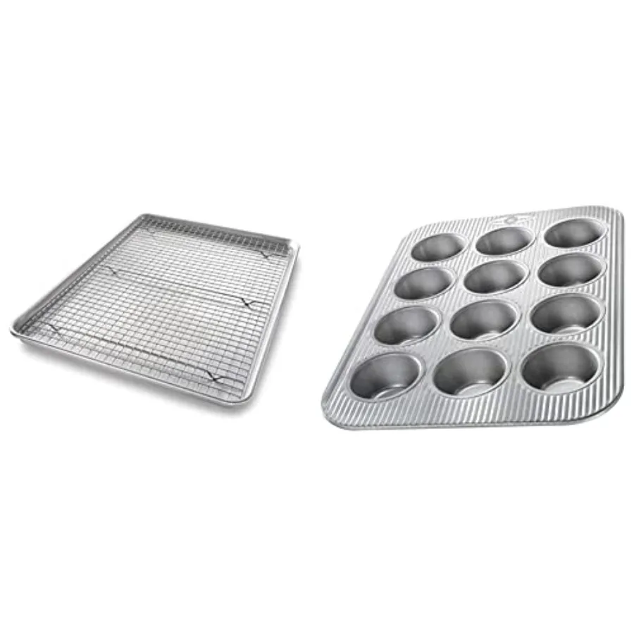 1607CR Bakeware Extra Large Sheet Baking Pan and Bakeable Nonstick Cooling Rack Set XL Metal and Bakeware Muffin Pan 12Well Alu
1607CR Bakeware Extra Large Sheet Baking Pan and Bakeable Nonstick Cooling Rack Set XL Metal and Bakeware Muffin Pan 12Well Alu