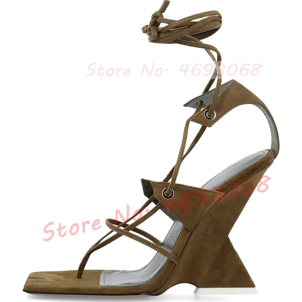 Brown Gladiator Thong Sandals Ladies Sexy Square Toe Fretwork Heel Summer Shoes Women Luxury Suede Leather Cross Tied Sandals
Brown Gladiator Thong Sandals Ladies Sexy Square Toe Fretwork Heel Summer Shoes Women Luxury Suede Leather Cross Tied Sandals
