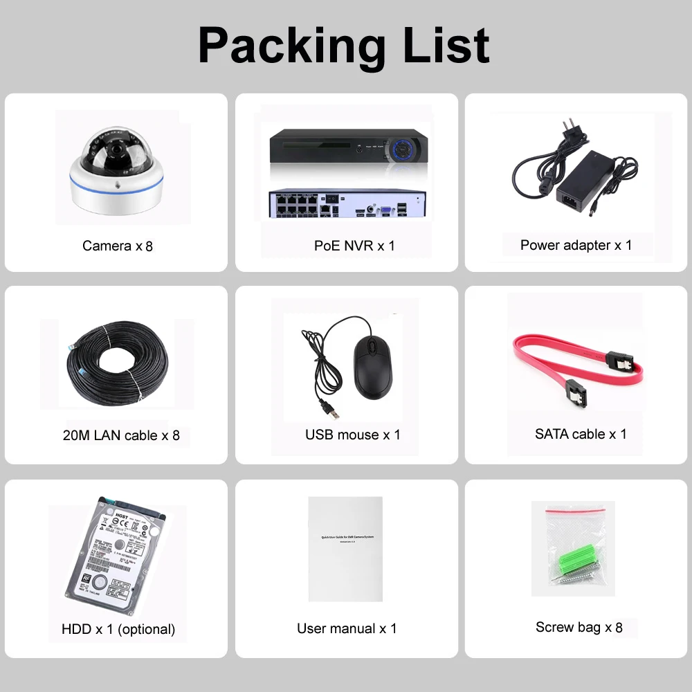 IP66 Waterproof Vandalproof Outdoor CCTV Camera 4K 8MP 5MP 4MP Home Security Full Set 8channel Network IP PoE NVR System XMeye
IP66 Waterproof Vandalproof Outdoor CCTV Camera 4K 8MP 5MP 4MP Home Security Full Set 8channel Network IP PoE NVR System XMeye