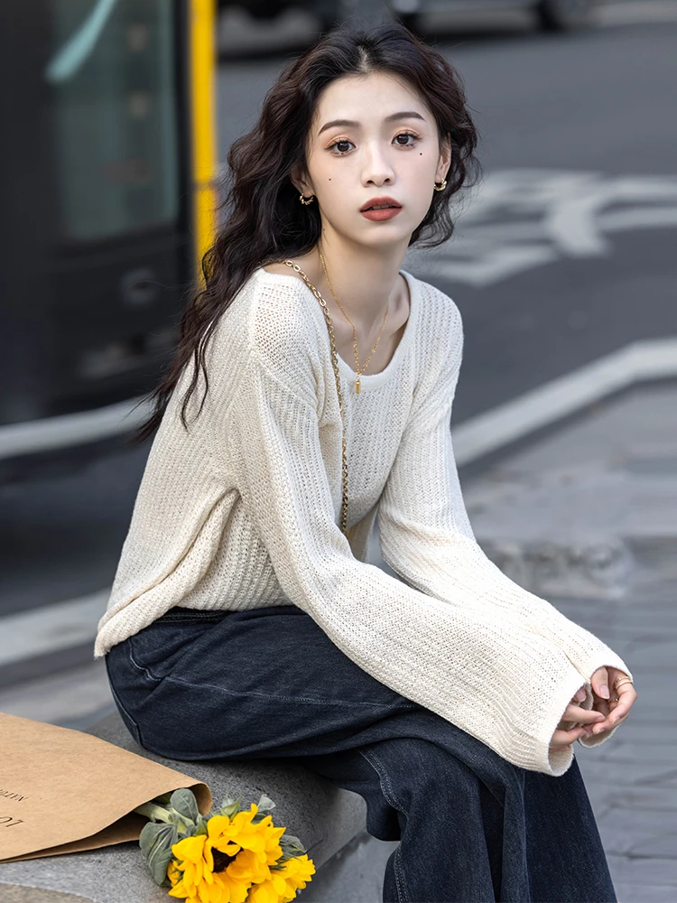 ort Knitted Sweater Women's Early Autumn New Lazy Sle Front ort Ba Long Loose Top ow Clavicle Korean Sle Long Sve
ort Knitted Sweater Women's Early Autumn New Lazy Sle Front ort Ba Long Loose Top ow Clavicle Korean Sle Long Sve