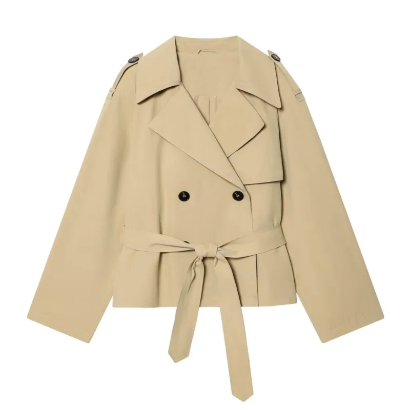 Women's Short Trench Fashion With Belt Double-Breasted Long Sleeve Coats Casual Vintage Female Outerwears Loose Tops
Women's Short Trench Fashion With Belt Double-Breasted Long Sleeve Coats Casual Vintage Female Outerwears Loose Tops