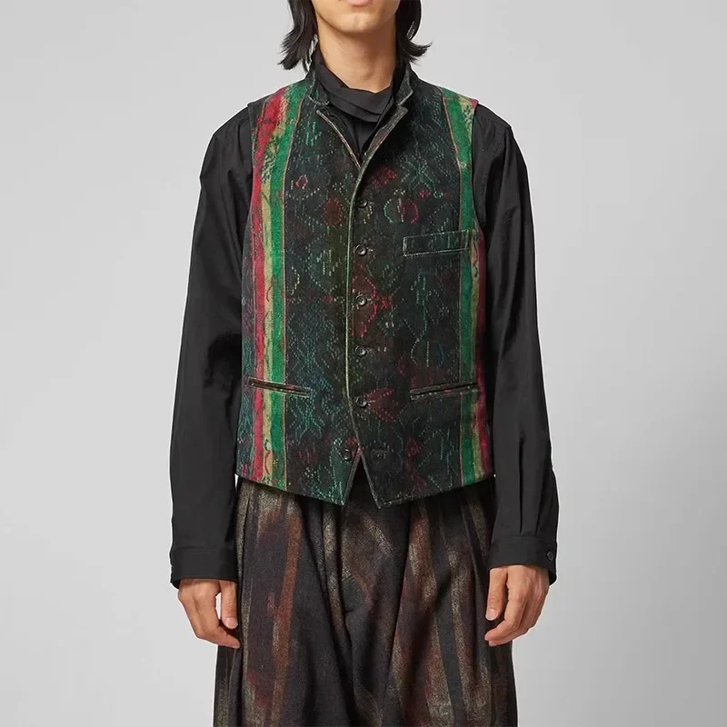 YOJI OOAK Japanese original vintage color matching art stand collar vest multi-pocket velvet clip male niche trend
YOJI OOAK Japanese original vintage color matching art stand collar vest multi-pocket velvet clip male niche trend
