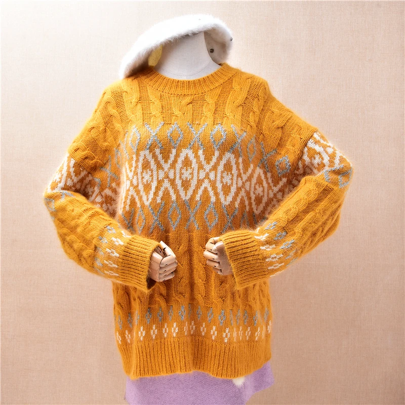 Ladies Women Autumn Winter Thick Warm Hairy Angora Rabbit Hair Knitted O-Neck Long Sleeves Loose Pullover Sweater Jumper Pull
Ladies Women Autumn Winter Thick Warm Hairy Angora Rabbit Hair Knitted O-Neck Long Sleeves Loose Pullover Sweater Jumper Pull