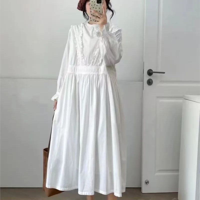 Johnature Sweet Lace Dress With Lining New Spring Loose-fitting Mid-length Long-sleeve Lace Women Casual Dresses
Johnature Sweet Lace Dress With Lining New Spring Loose-fitting Mid-length Long-sleeve Lace Women Casual Dresses