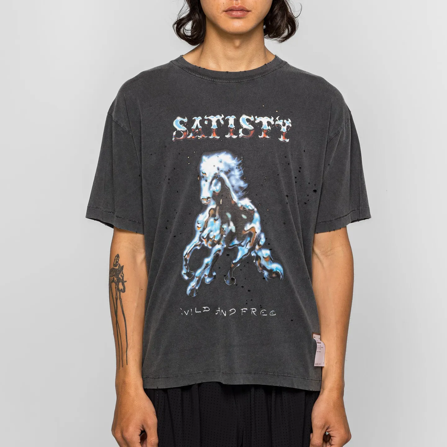 Satisfy MothTech Horse T-Shirt: Round-Neck, Distressed, 100% Cotton, Liquid Horse Print, Short-Sleeve T-Shirt
Satisfy MothTech Horse T-Shirt: Round-Neck, Distressed, 100% Cotton, Liquid Horse Print, Short-Sleeve T-Shirt