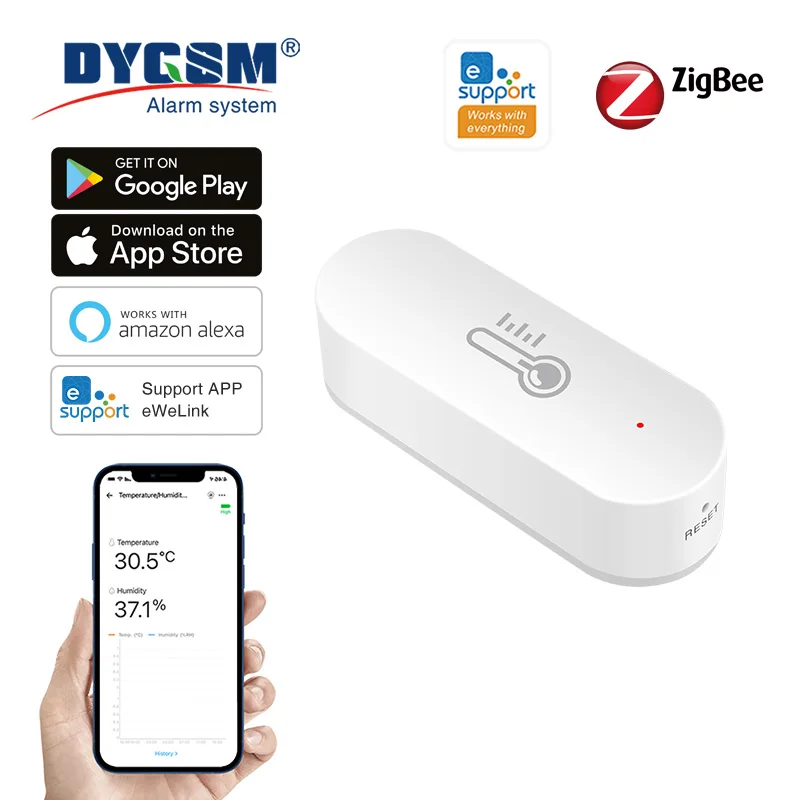 Ewelink ZigBee умный датчик температуры и влажности с питанием от батареи, управление через приложение, термометр, гигрометр, контроллер для Alexa Google
Ewelink ZigBee умный датчик температуры и влажности с питанием от батареи, управление через приложение, термометр, гигрометр, контроллер для Alexa Google