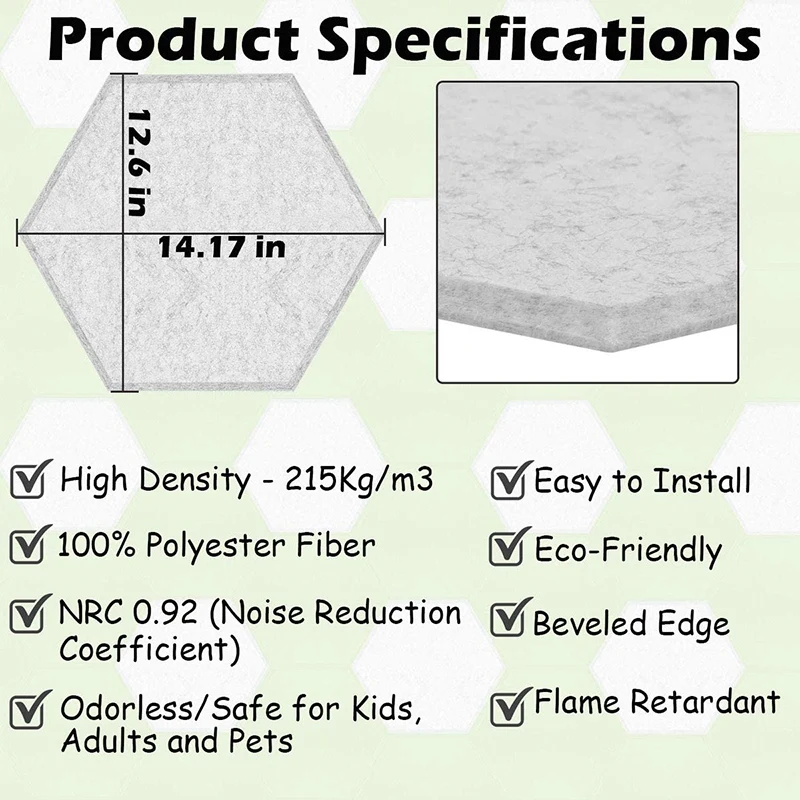 AA75-12 Pcs Hexagon Acoustic Panels Beveled Edge Sound Proof Foam Panels,Sound Proofing Padding,Acoustic Treatment For Studio
AA75-12 Pcs Hexagon Acoustic Panels Beveled Edge Sound Proof Foam Panels,Sound Proofing Padding,Acoustic Treatment For Studio