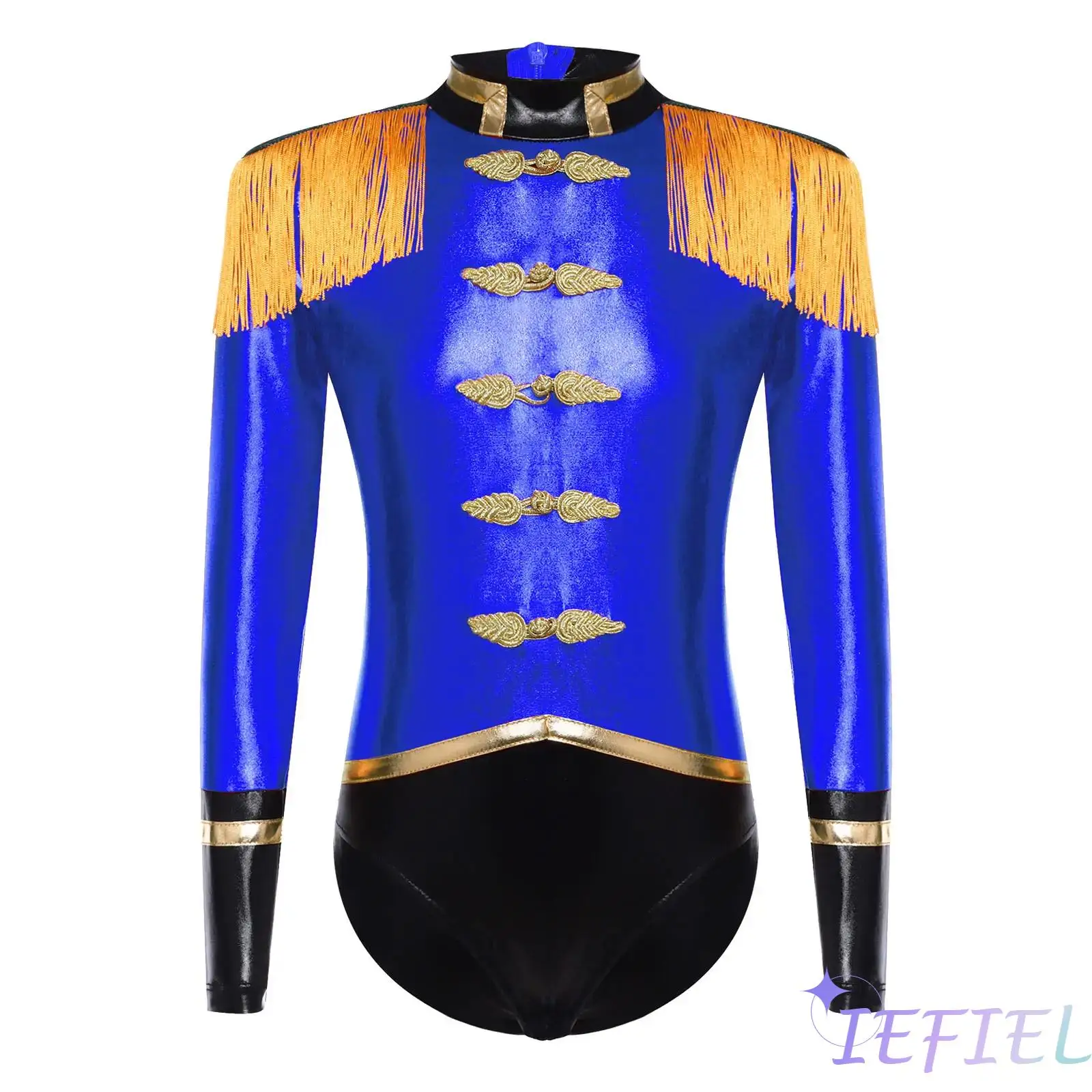 Kids Girls Circus Ringmaster Costume – Metallic Shiny Leotard with Tassel Epaulets & Decorative Buttons for Cosplay & Masquerade
Kids Girls Circus Ringmaster Costume – Metallic Shiny Leotard with Tassel Epaulets & Decorative Buttons for Cosplay & Masquerade