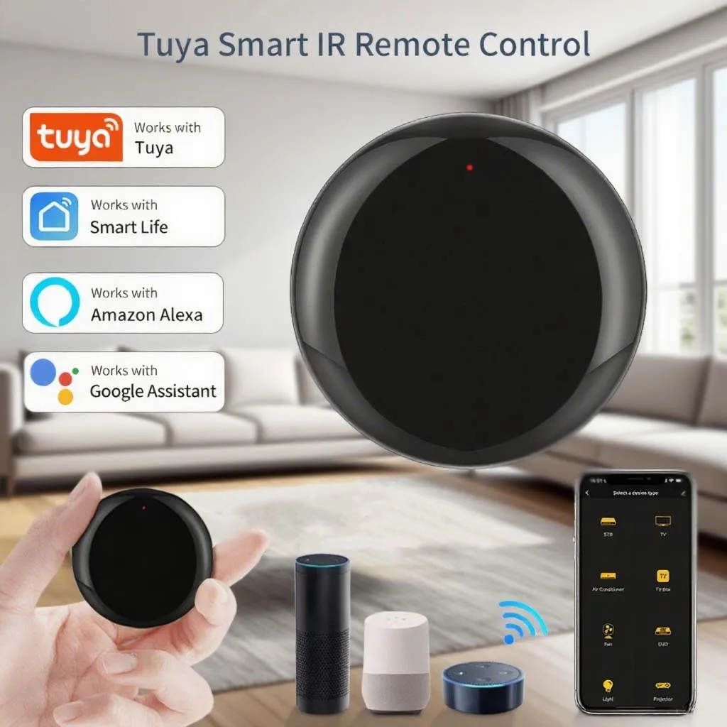 Универсальный ИК-пульт дистанционного управления Tuya Wi-Fi, инфракрасный пульт дистанционного управления для умного дома, для ТВ-кондиционера, работает с Alexa Google Home
Универсальный ИК-пульт дистанционного управления Tuya Wi-Fi, инфракрасный пульт дистанционного управления для умного дома, для ТВ-кондиционера, работает с Alexa Google Home