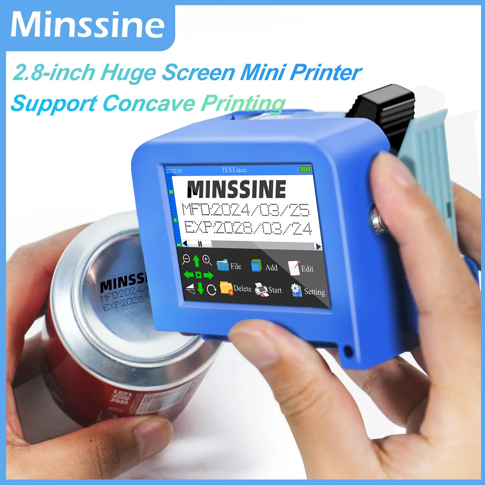 2.8'' Mini Handheld Inkjet Printer with 12.7mm Nozzle for QR Barcode Batch Date Number Logo Expiry Date Mini Printer Portable
2.8'' Mini Handheld Inkjet Printer with 12.7mm Nozzle for QR Barcode Batch Date Number Logo Expiry Date Mini Printer Portable