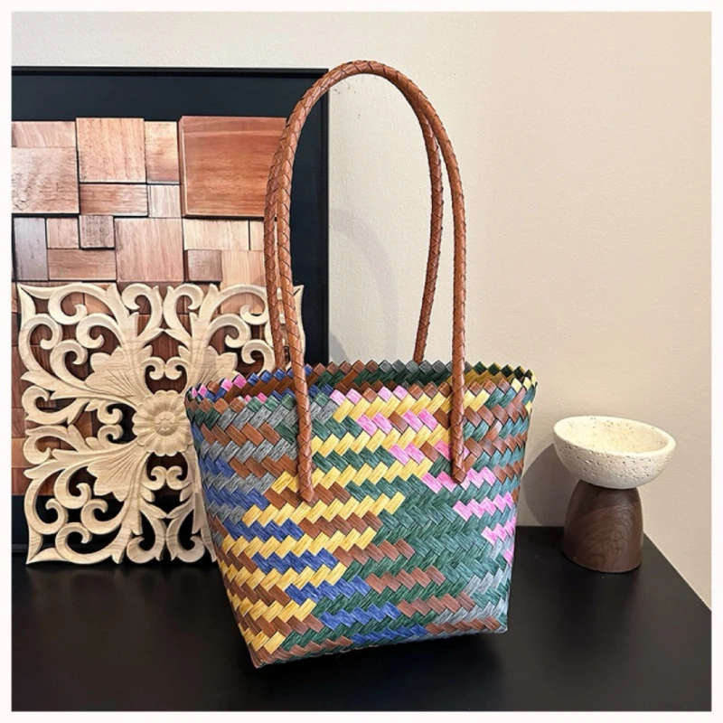 Women Colorful Striped Woven Straw Tote Bag, Handwoven Summer Beach Handbag Casual Daily Shopping Shoulder Basket Bag
Women Colorful Striped Woven Straw Tote Bag, Handwoven Summer Beach Handbag Casual Daily Shopping Shoulder Basket Bag