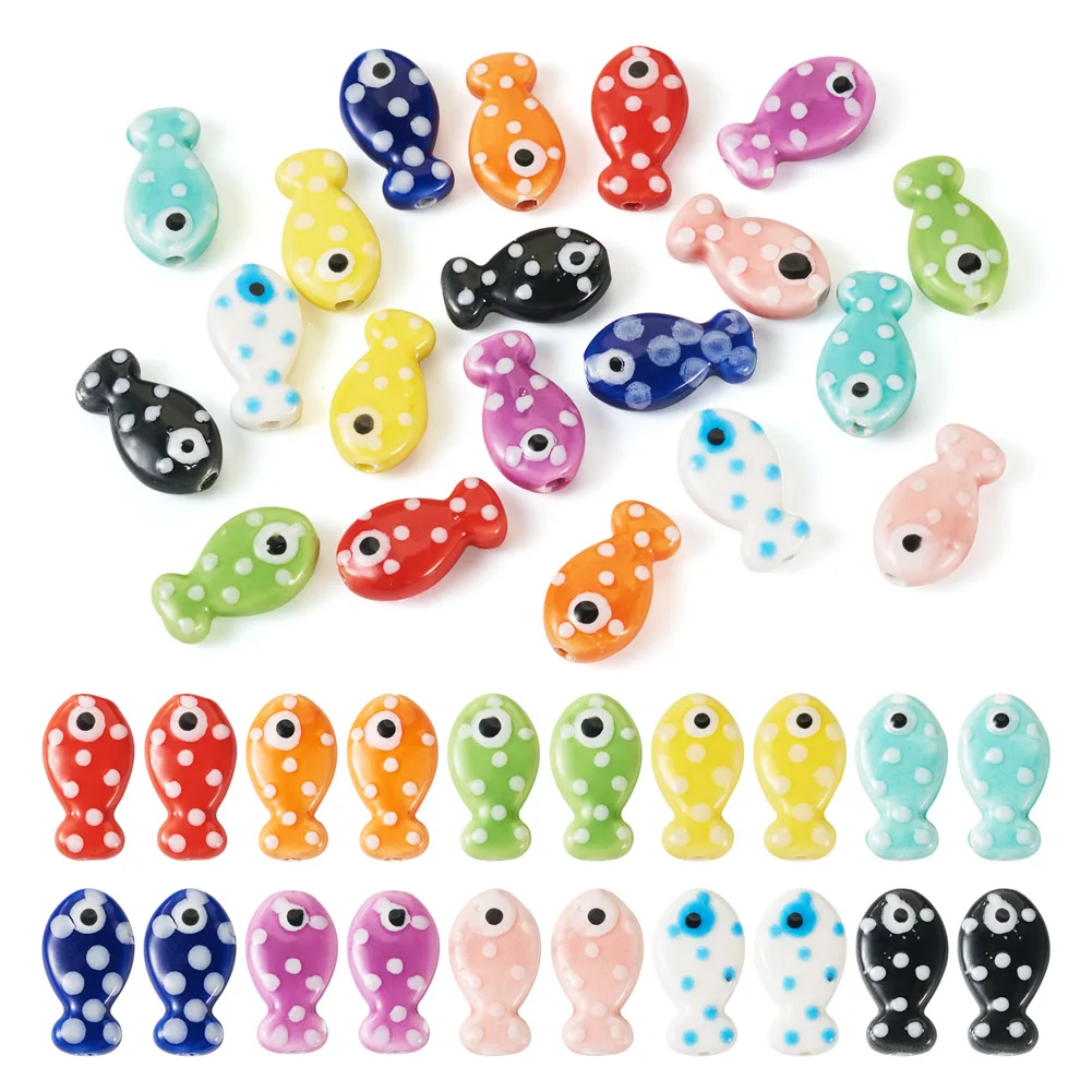 20Pcs Fish Ceramic Beads Handmade Cartoon Sea Ocean Animal Porcelain Beads for Necklaces Jewelry Making DIY Crafts 11x19.5x6.5mm
20Pcs Fish Ceramic Beads Handmade Cartoon Sea Ocean Animal Porcelain Beads for Necklaces Jewelry Making DIY Crafts 11x19.5x6.5mm