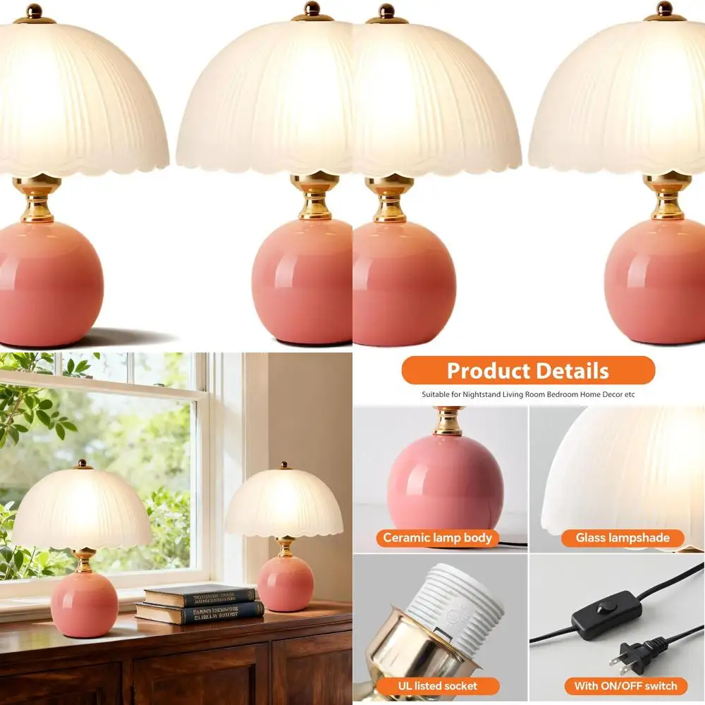 Pair of Modern Pink Vintage-Style Ceramic Table Lamps, Mid-Century Mushroom Desk Lamps for Bedroom, Living Room, and Home Decor
Pair of Modern Pink Vintage-Style Ceramic Table Lamps, Mid-Century Mushroom Desk Lamps for Bedroom, Living Room, and Home Decor