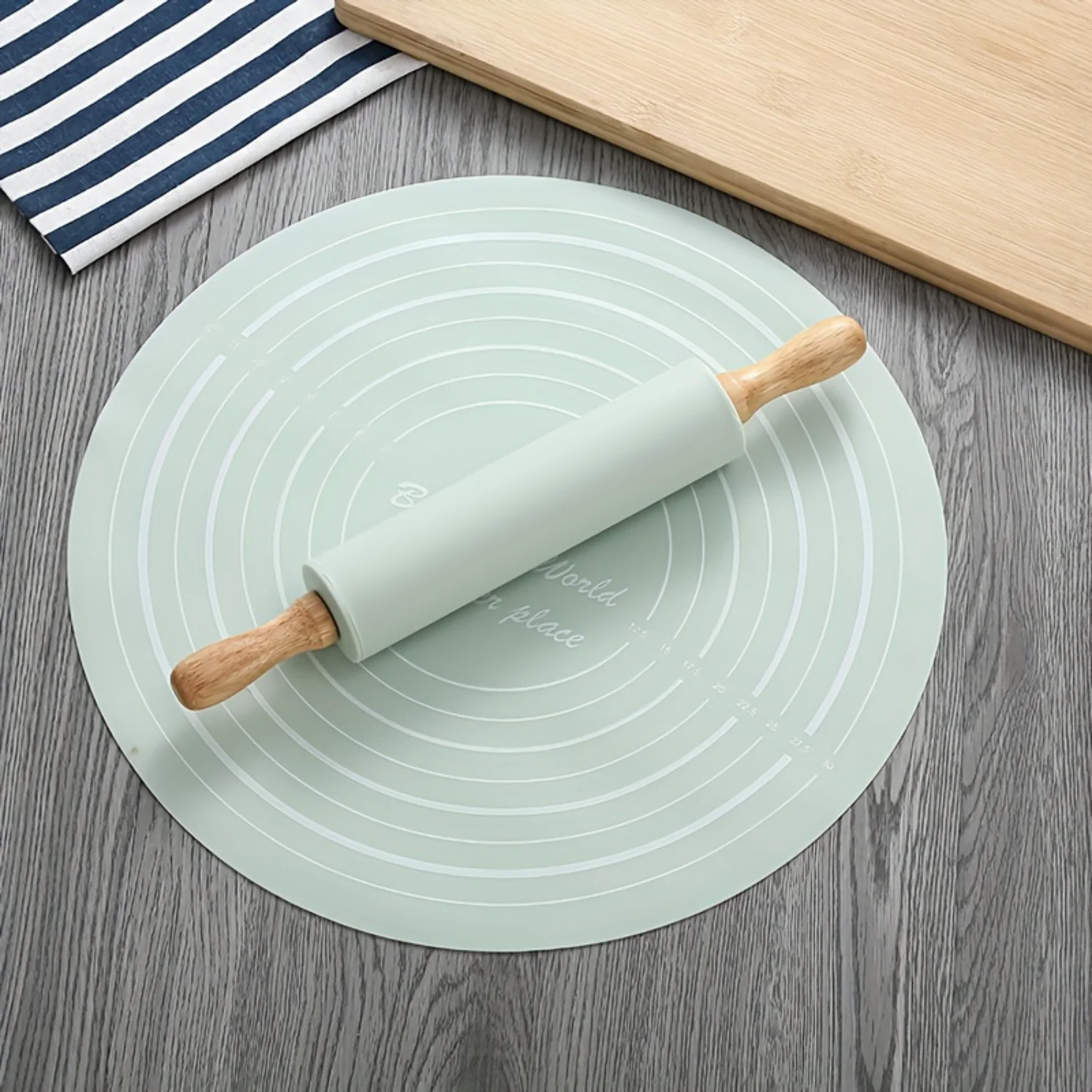 1 Set, Silicone Kneading Mat And Rolling Pin Set, Household Food Grade Rolling Pad, Durable And Non-Stick, Kitchen Accessories -
1 Set, Silicone Kneading Mat And Rolling Pin Set, Household Food Grade Rolling Pad, Durable And Non-Stick, Kitchen Accessories -