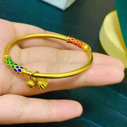 Noble AU999 gold fashion new bracelet for women ancient 24K pure gold bracelet enamel lotus bracelet for mother gift
Noble AU999 gold fashion new bracelet for women ancient 24K pure gold bracelet enamel lotus bracelet for mother gift