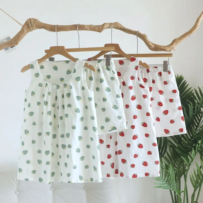 2026 Summer New Women's Pajama Set 100% Cotton Sweet with Chest Cushion Tank Top+Shorts Thin Loose Home Clothes Two Piece Set
2026 Summer New Women's Pajama Set 100% Cotton Sweet with Chest Cushion Tank Top+Shorts Thin Loose Home Clothes Two Piece Set