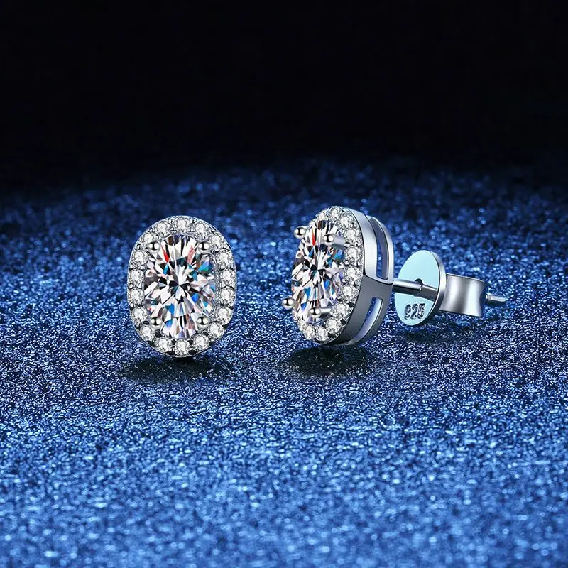 Platinum PT950 18K Gold Earrings in D Color, 1 Carat Moissanite Women's Classic Egg Shaped Earrings, Moissanite Jewelry
Platinum PT950 18K Gold Earrings in D Color, 1 Carat Moissanite Women's Classic Egg Shaped Earrings, Moissanite Jewelry