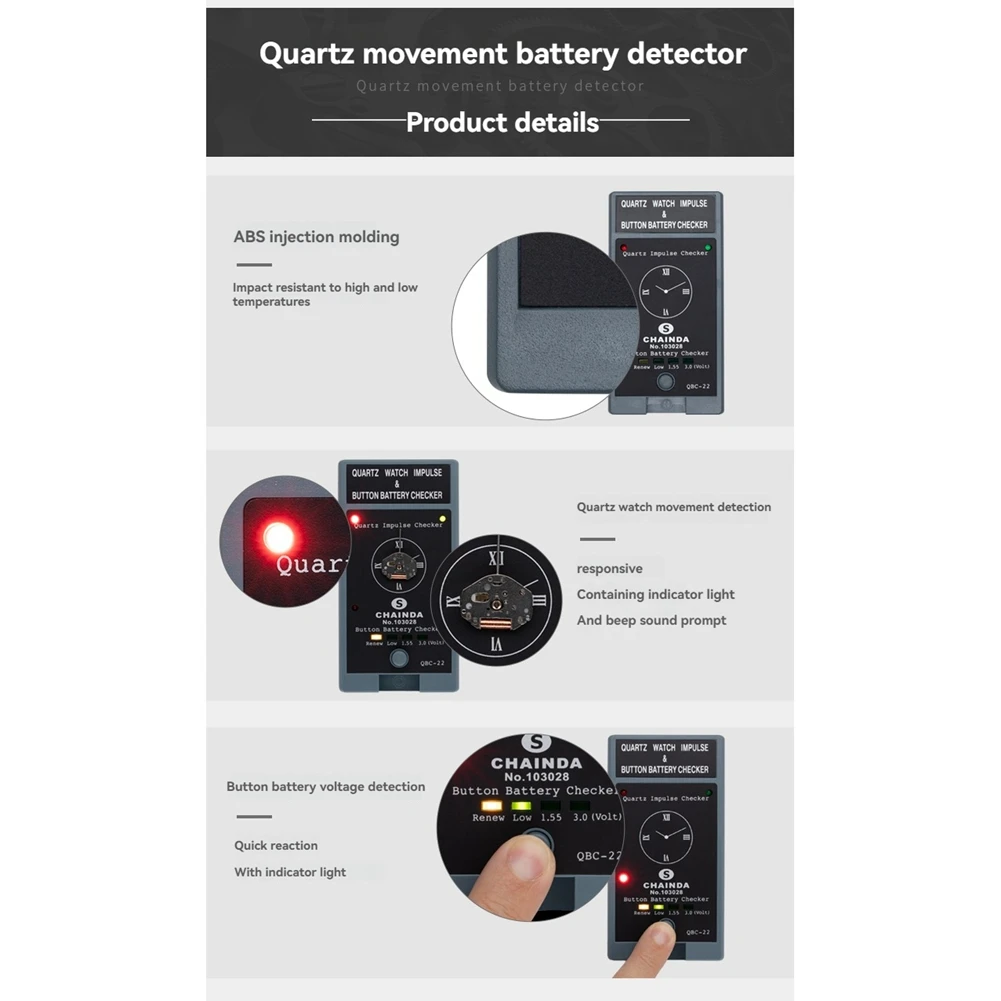 JHD Quartz Movement Watch Tester Forbutton Battery Tester Quartz Watch Movement Impulse Detector Watchmaker Repair Supply Tool
JHD Quartz Movement Watch Tester Forbutton Battery Tester Quartz Watch Movement Impulse Detector Watchmaker Repair Supply Tool