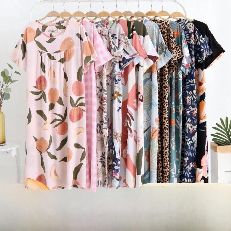 Women's Summer Sleepwear Short Sleeve Cotton Silk Thin Model Long Maternity Skirt plus Size 200 Pounds Cotton Pregnant Skirt
Women's Summer Sleepwear Short Sleeve Cotton Silk Thin Model Long Maternity Skirt plus Size 200 Pounds Cotton Pregnant Skirt