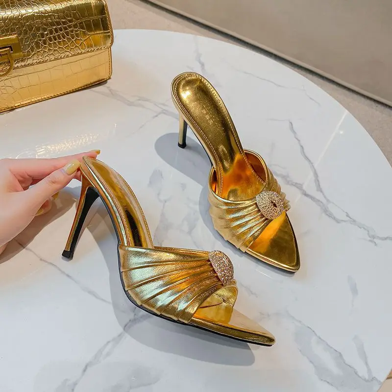 High Heels Thin Heels Toe Cool Slippers Women Summer Rhinestone
High Heels Thin Heels Toe Cool Slippers Women Summer Rhinestone
