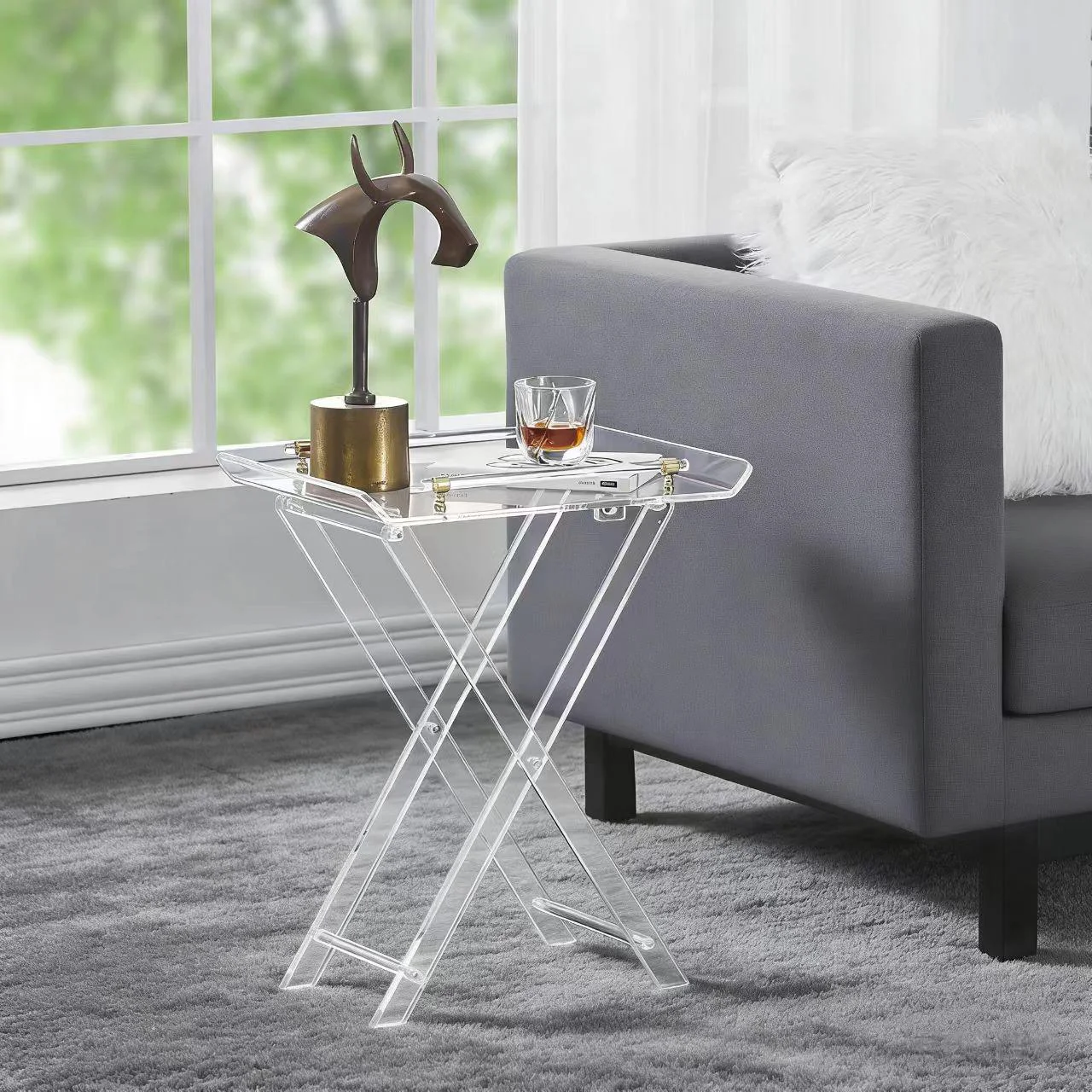 vw-Custom Modern Chic Clear Acrylic Folding Tray Table Elegant Design for Hotel as Accent Desk Kitchen and Bar Serving Table~
vw-Custom Modern Chic Clear Acrylic Folding Tray Table Elegant Design for Hotel as Accent Desk Kitchen and Bar Serving Table~