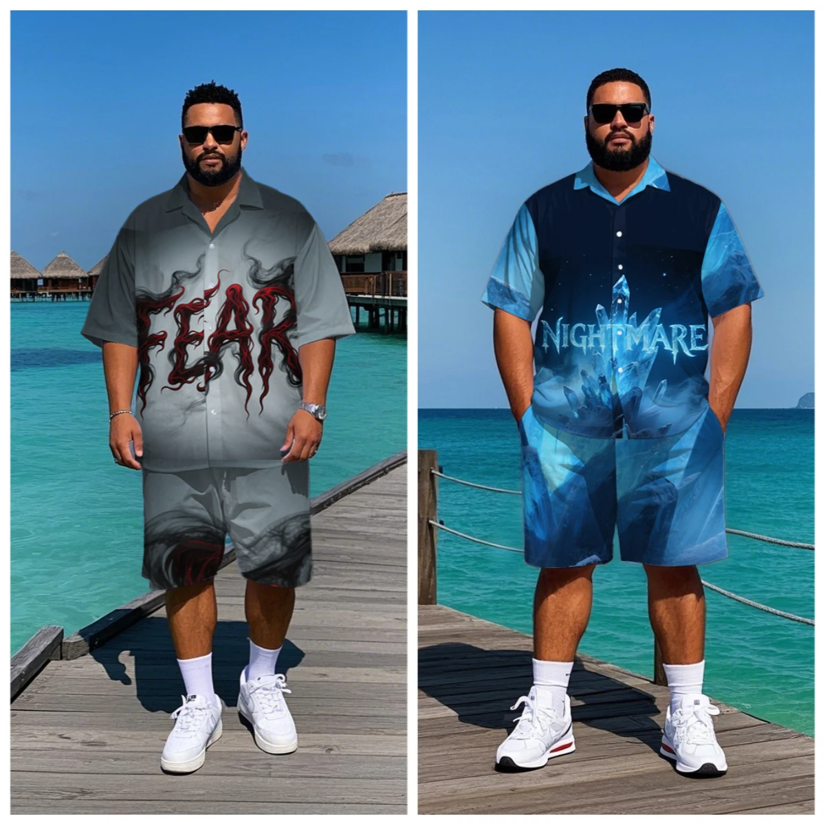 S-9XL Big and Tall Men Summer Gothic Flame Lightning Crystal Horror Print Oversized Shirt Shorts Set Casual 2-Piece Outfit
S-9XL Big and Tall Men Summer Gothic Flame Lightning Crystal Horror Print Oversized Shirt Shorts Set Casual 2-Piece Outfit