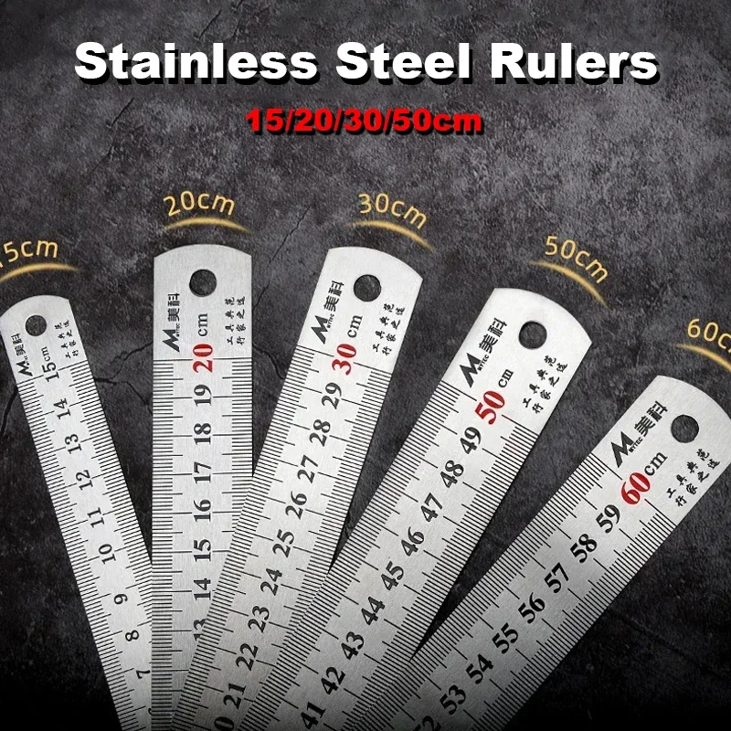 15/20/30/50cm Metal Scale Stainless Steel Ruler Double Side Centimeter Inches Scale Architecture Drawing Office School Supplies
15/20/30/50cm Metal Scale Stainless Steel Ruler Double Side Centimeter Inches Scale Architecture Drawing Office School Supplies