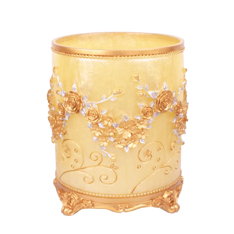European style resin trash can, home living room, bedroom, bathroom, round vintage storage bucket
European style resin trash can, home living room, bedroom, bathroom, round vintage storage bucket