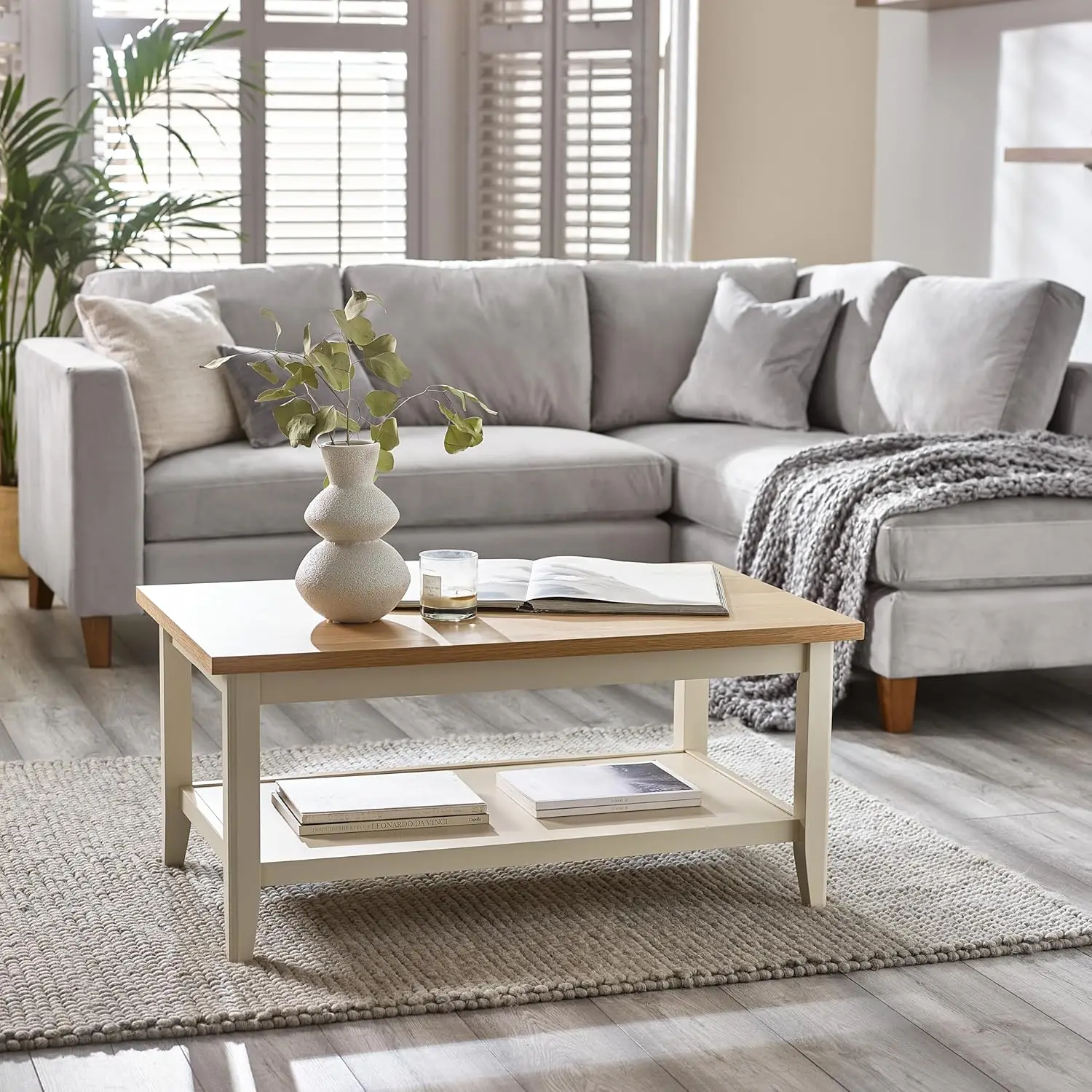 Solid Wood Coffee Table - Eden Wooden Coffee Table - Pale Oak Stain Tabletop Cream Legs - Bright Modern Take on Classic Farmhous
Solid Wood Coffee Table - Eden Wooden Coffee Table - Pale Oak Stain Tabletop Cream Legs - Bright Modern Take on Classic Farmhous