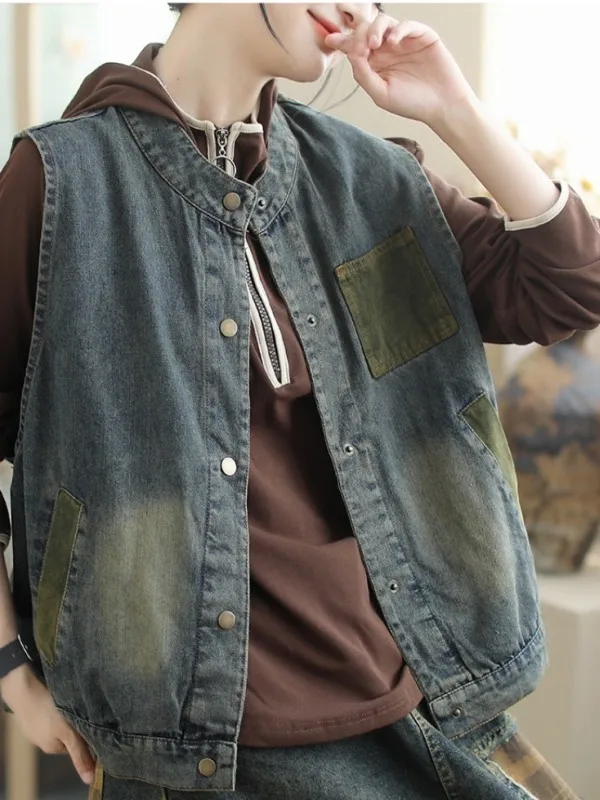 Women's Casual Loose Commuter Vintage Patchwork Jeans Vest Spring 2026 Fashion Slimming Outerwear Printed round Neck
Women's Casual Loose Commuter Vintage Patchwork Jeans Vest Spring 2026 Fashion Slimming Outerwear Printed round Neck