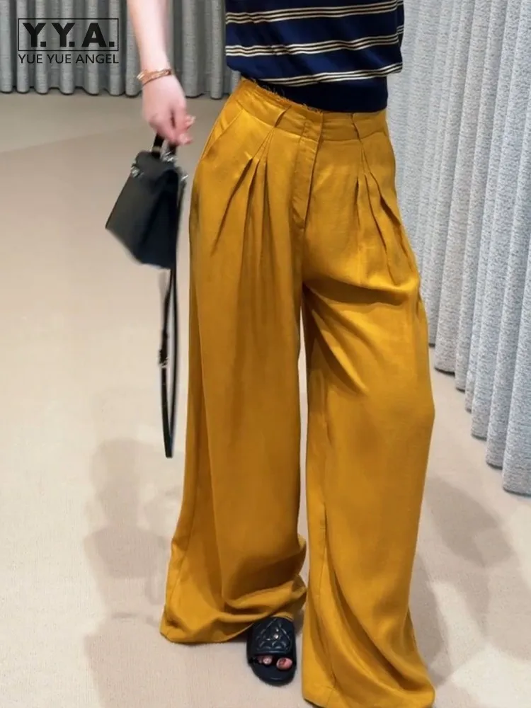2025 New Summer Korean Style Fold Design Fashion Females Casual Pants Loose Fit Wide Leg Pant High Waist Full Length Trousers 
2025 New Summer Korean Style Fold Design Fashion Females Casual Pants Loose Fit Wide Leg Pant High Waist Full Length Trousers