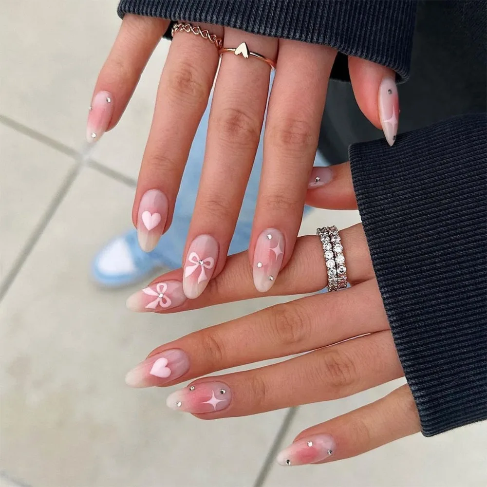 Summer Style Glitter Design Fake Nail Patch 24pcs French False Nails Almond Head Full Cover Wearable Women Press on Nail Tips
Summer Style Glitter Design Fake Nail Patch 24pcs French False Nails Almond Head Full Cover Wearable Women Press on Nail Tips