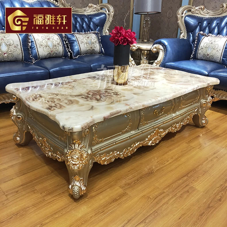 European high-end marble coffee table, solid wood carving 1.6 meters 1.8 meters large tea table villa champagne gold foil new
European high-end marble coffee table, solid wood carving 1.6 meters 1.8 meters large tea table villa champagne gold foil new