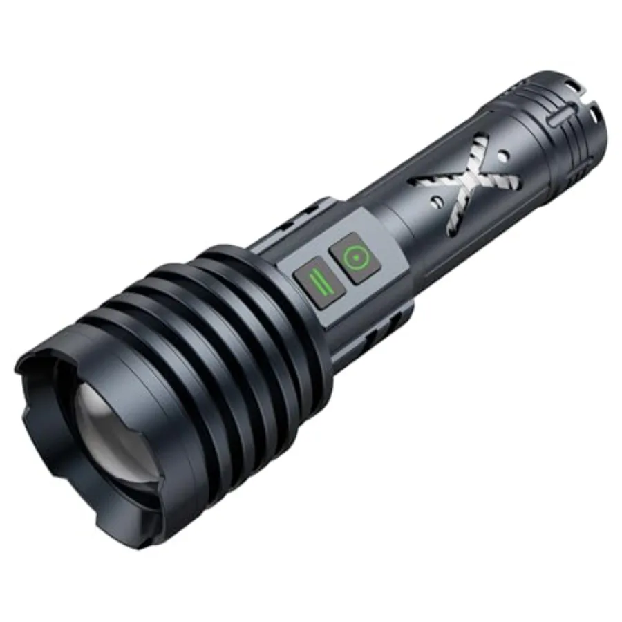 Rechargeable Flashlights 990, 000 High Lumens, Super Bright Flashlight High Powered, Long Range 2 Buttons, Zoomable 12Modes IP6
Rechargeable Flashlights 990, 000 High Lumens, Super Bright Flashlight High Powered, Long Range 2 Buttons, Zoomable 12Modes IP6