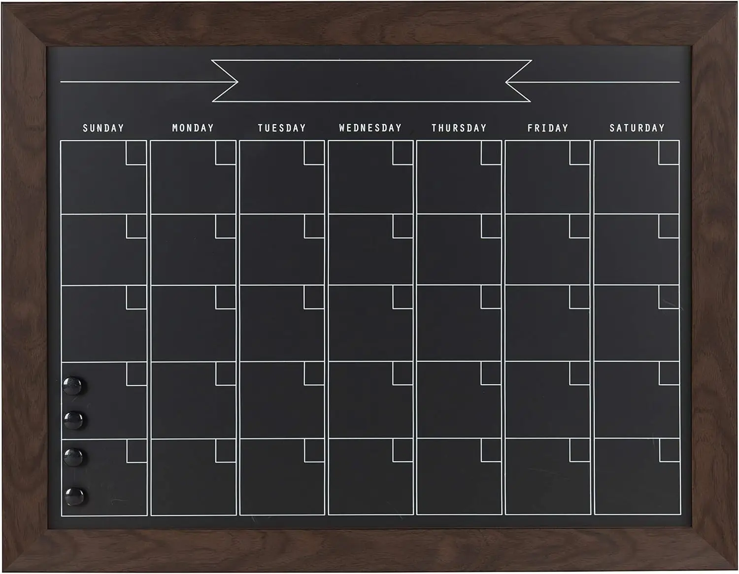 Magnetic Chalkboard Monthly Calendar, 23x29 Inches, Walnut Brown Frame - Organize Your Schedule
Magnetic Chalkboard Monthly Calendar, 23x29 Inches, Walnut Brown Frame - Organize Your Schedule