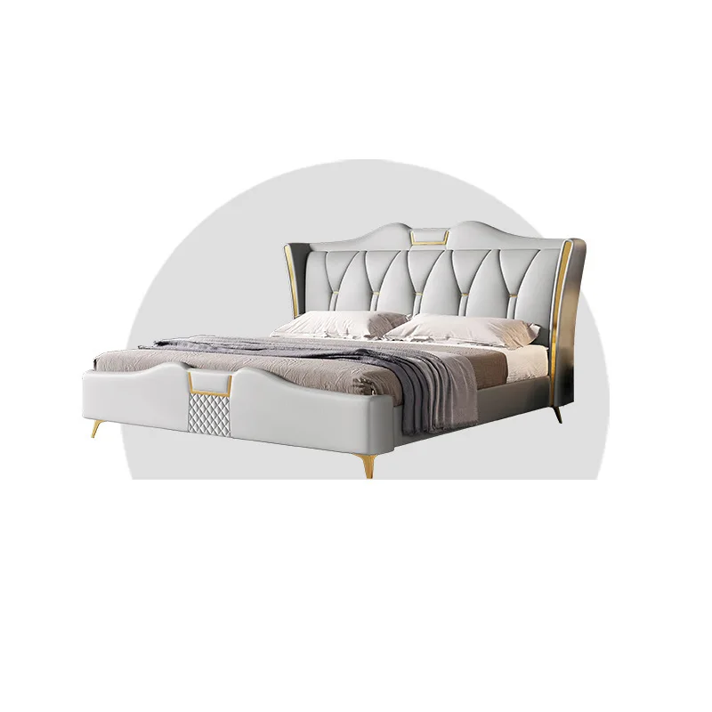 #Modern Minimalist Genuine Leather Soft-Padded Double Bed High-End Elegant Wedding Bed for Bedroom
#Modern Minimalist Genuine Leather Soft-Padded Double Bed High-End Elegant Wedding Bed for Bedroom