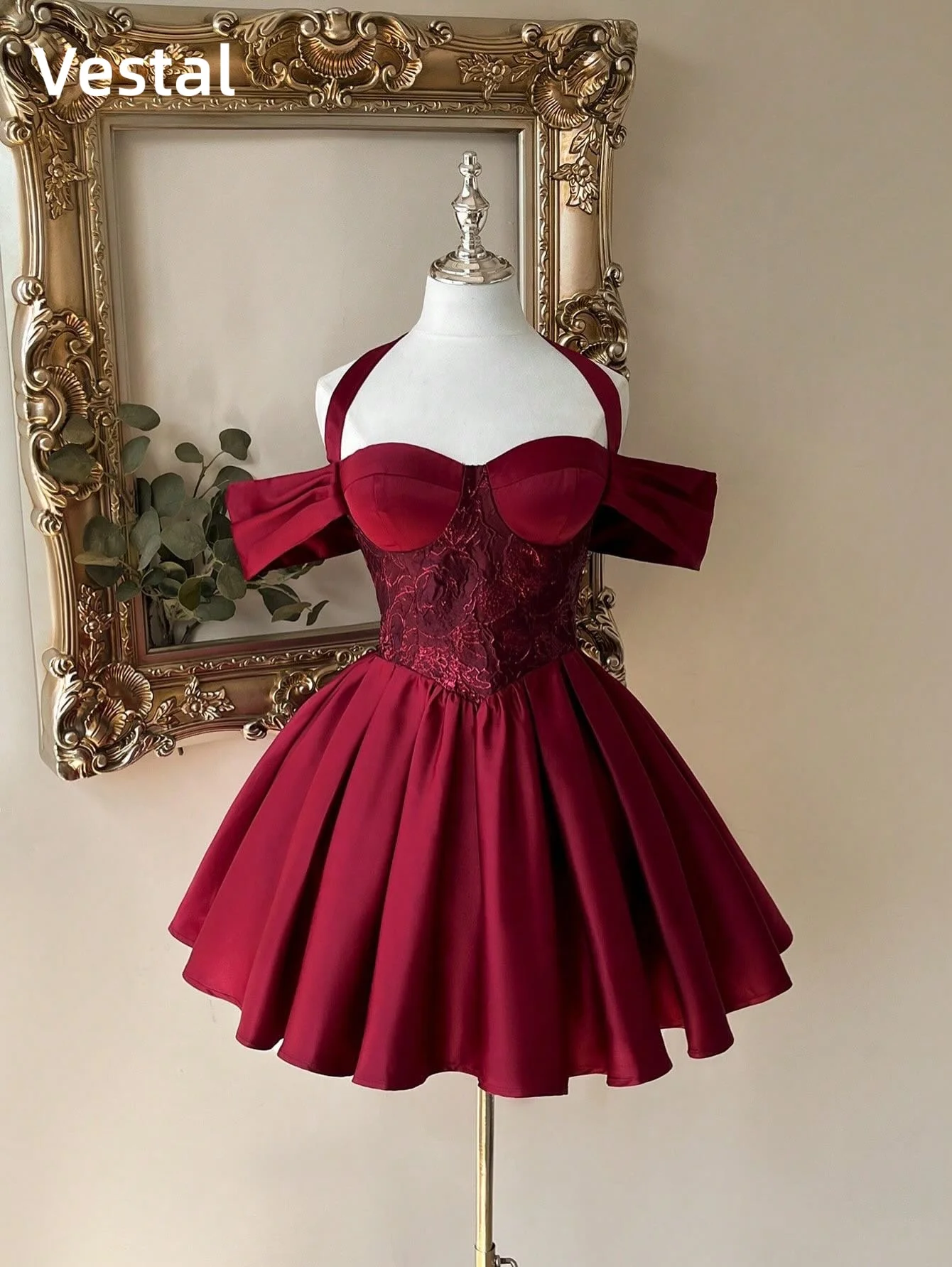 Burgundy Off Shoulder Homecoming Dress Halter Prom Dress with Lace Corset Satin Birthday Cocktail Party Customized
Burgundy Off Shoulder Homecoming Dress Halter Prom Dress with Lace Corset Satin Birthday Cocktail Party Customized