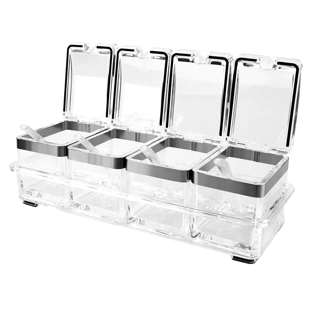 4in1 Acrylic Spice Seasoning Box Set Clear Washable DustProof Kitchen Tray Included Condiment Containers
4in1 Acrylic Spice Seasoning Box Set Clear Washable DustProof Kitchen Tray Included Condiment Containers