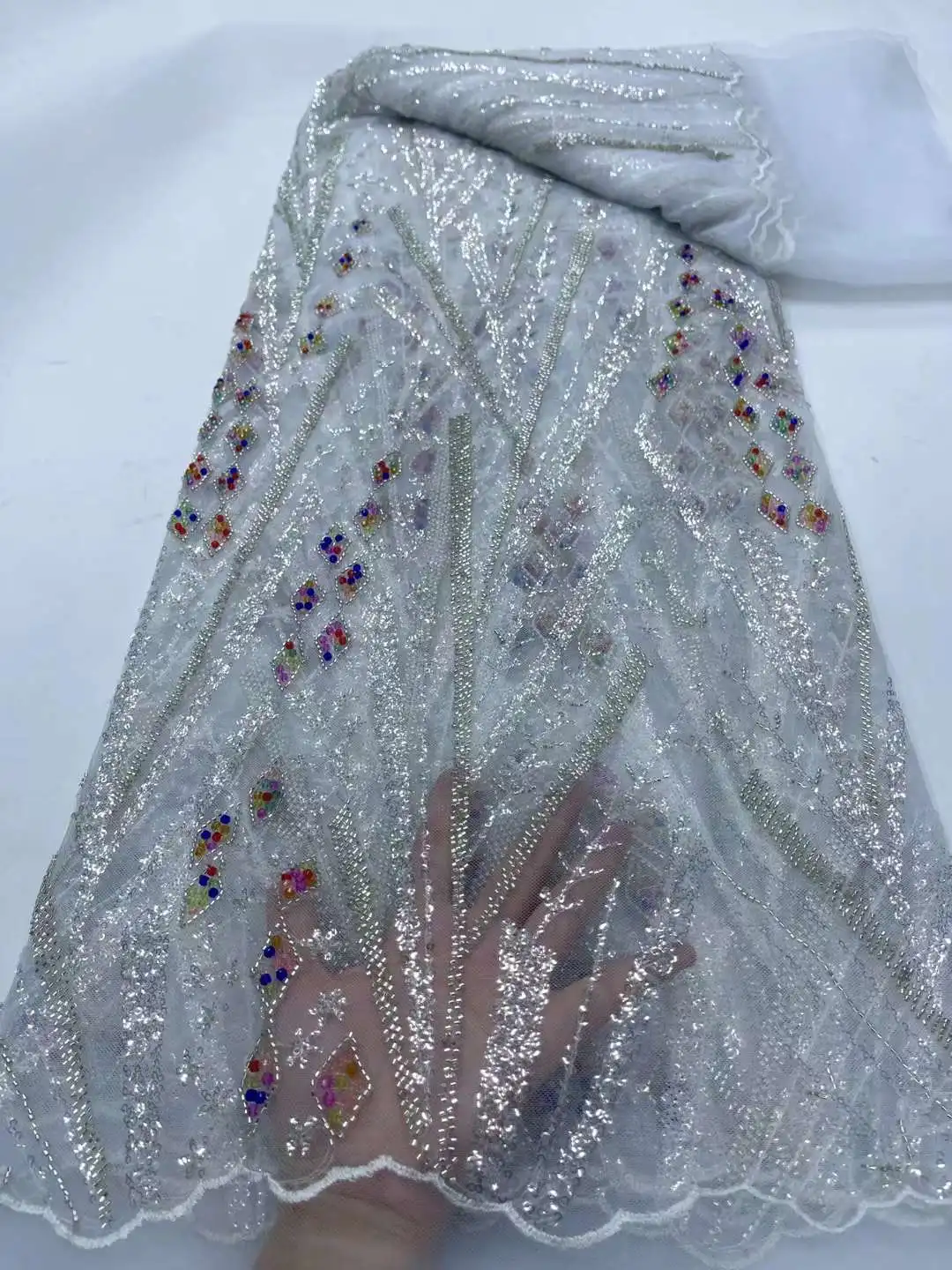 Beautiful Beads Embroidery With Crystal Stones, French Tulle Net ,Sequined African Fabric ,Women's Dresses ,Party ,Weddings
Beautiful Beads Embroidery With Crystal Stones, French Tulle Net ,Sequined African Fabric ,Women's Dresses ,Party ,Weddings