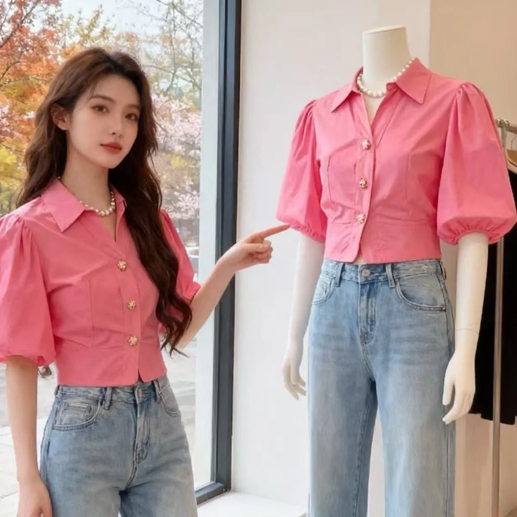 Summer 2026 Yellow Short Shirt Women's Fashion Vacation Style Commute Style Polyester Fabric Bubble Sleeve Neck Top
Summer 2026 Yellow Short Shirt Women's Fashion Vacation Style Commute Style Polyester Fabric Bubble Sleeve Neck Top