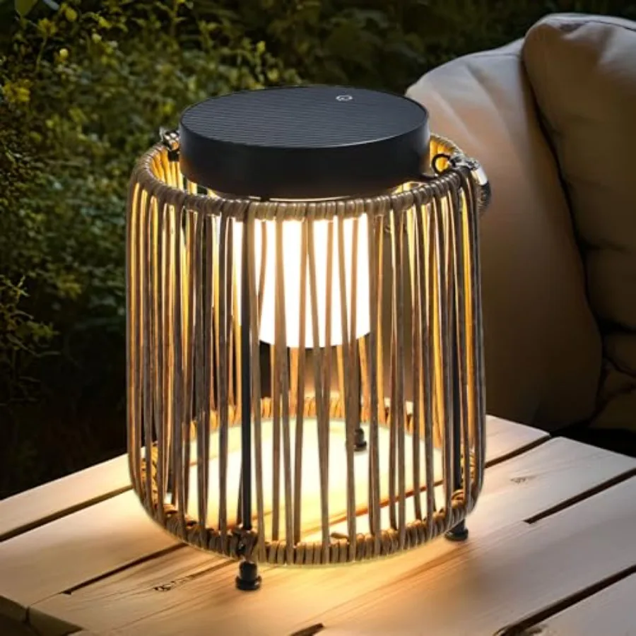 Solar Lanterns Outdoor Waterproof IP54, Handwoven Wicker Outdoor Table Lamps Portable Rechargeable with 30H+ Runtime, Dual USB-
Solar Lanterns Outdoor Waterproof IP54, Handwoven Wicker Outdoor Table Lamps Portable Rechargeable with 30H+ Runtime, Dual USB-